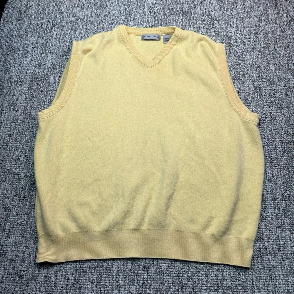Vintage Cypress Links Sweater Vest Mens XL Golf Yellow Made In USA